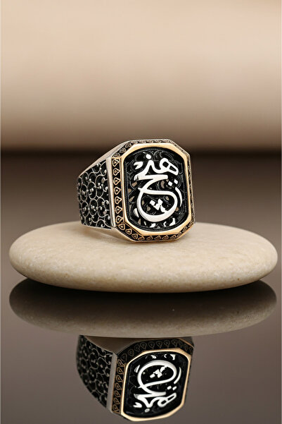 Takıdepo Erkek Siyah Gümüş Renkli Sarmaşık Model Hiç Yazılı Armalı Taşsız Güm...