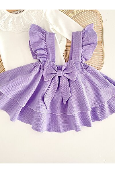 Jammybaby Luana Jile Elbise Fiyonklu %100 Pamuk Dantelli Çıtçıtlı Body Doğumgünü Özelgün Kız Bebek Şık Takım