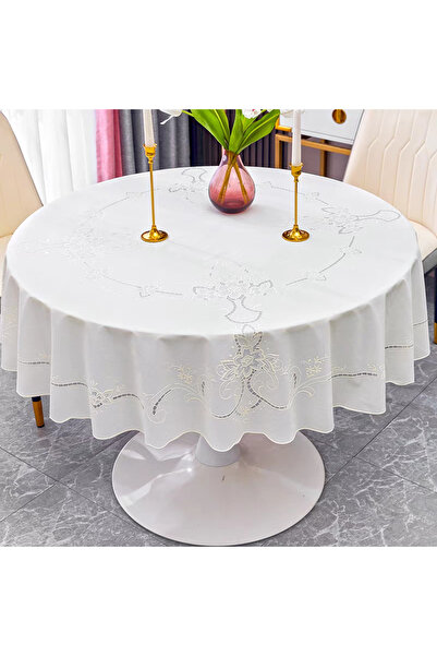Blue Home Meiwa Dantel Görünümlü Pvc Leke Tutmaz Kaymaz Yuvarlak Masa Örtüsü ...