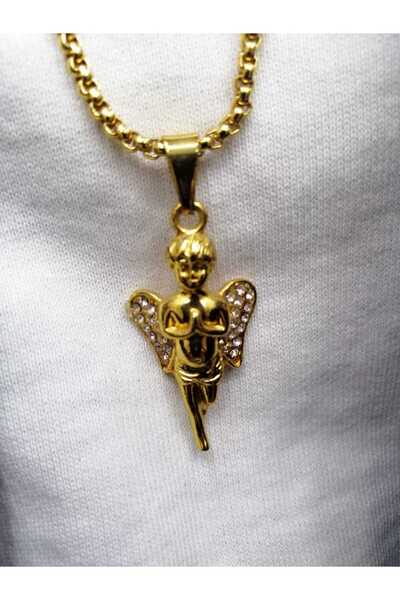 DÜKKAN DESİGN Taşlı Gold Melek Kolye