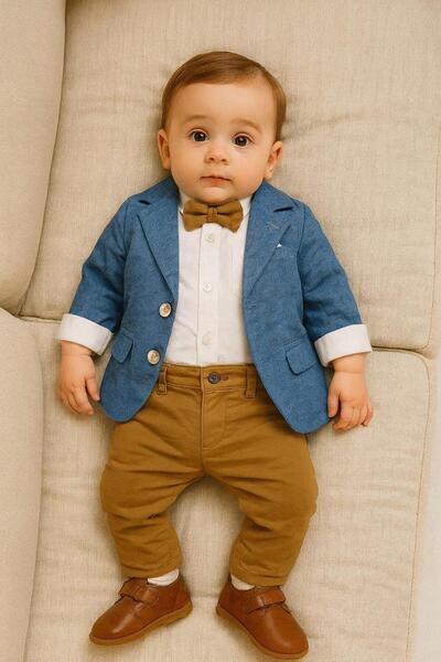 kids republic by meemseen independent Boys’ 4-Piece Formal Suit Set with Blazer, Shirt, Bow Tie & Pants