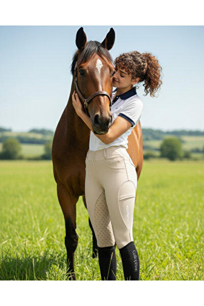 GALLOPRISE Binicilik Pantolonu At Desenli Full Silikon Bej - S