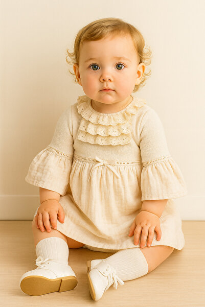kids republic by meemseen independent Elegant Cream Baby Girl Dress