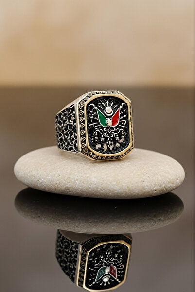 Takıdepo Sarmaşık Model Osmanlı Devlet Armalı Taşsız Gümüş Yüzük