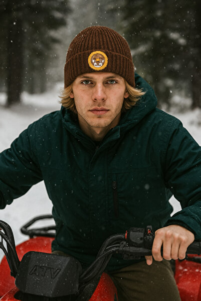 byebruketenci Brown Beret Lion Punch Patterned Luxury Wool Hat Christmas Gift