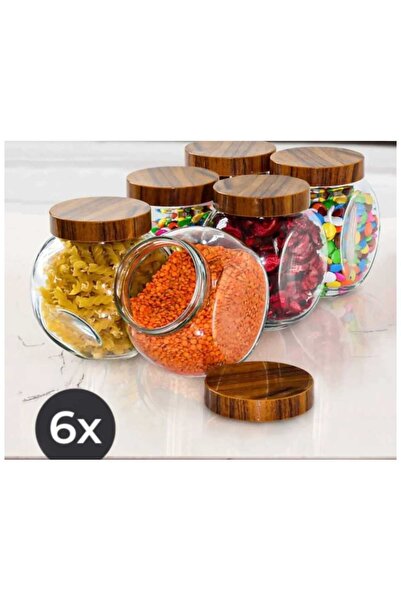 Paşabahçe Glass Spice Jar 750 Cc Wooden Vacuum Lid Large Size