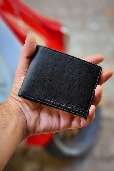 VANİLLA COLLECTİON Vegan Deri İsme Özel Baskılı Erkek Cüzdanı - 12 Kartlık ve Geniş Para Bölmeli Lüks Tasarım Siyah