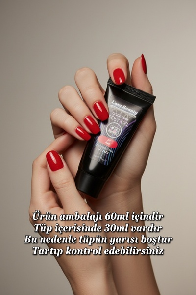 Easy Beauty 30ml Koyu Kırmızı Tırnak Jeli Poly Jel Evde Kolay Protez Tırnak Y...