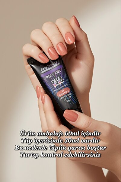 Easy Beauty 30ml Protez Tırnak Jeli Koyu Nude Poly Jel Tırnak Uzatma Jeli Pol...