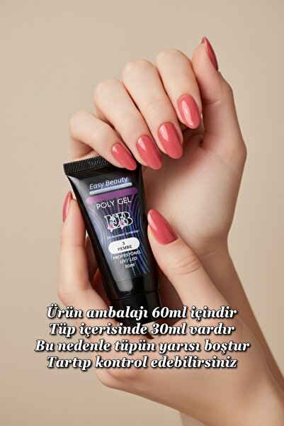 Easy Beauty 30ml Pembe Protez Tırnak Jeli Poly Jel Tırnak Uzatma Jeli Polygel...