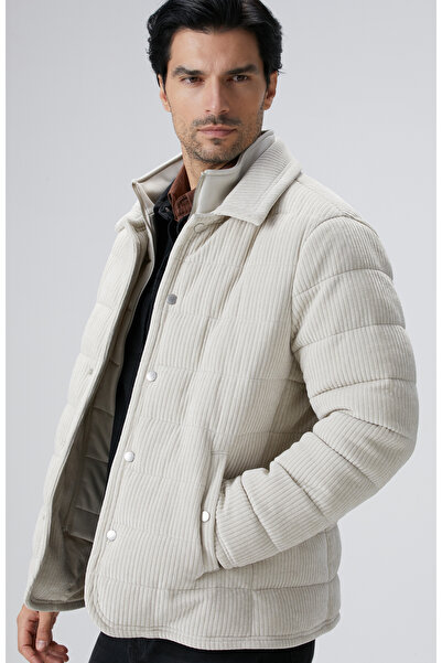 Network Kırık Beyaz Fitilli Kadife Puffer Coat Ceket