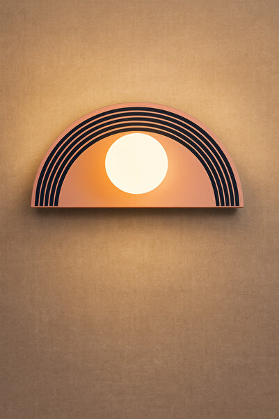 VENON مصباح حائط مخطط باللون الأسود العتيق من Half Moon، شمعدان معدني مقاوم للصدأ، 15 سم، إضاءة فندقية زجاجية كروية