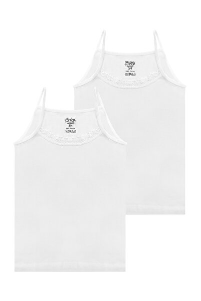 Öts Pachet de 2 tricouri pentru fete din dantelă cu nervuri (100% bumbac)