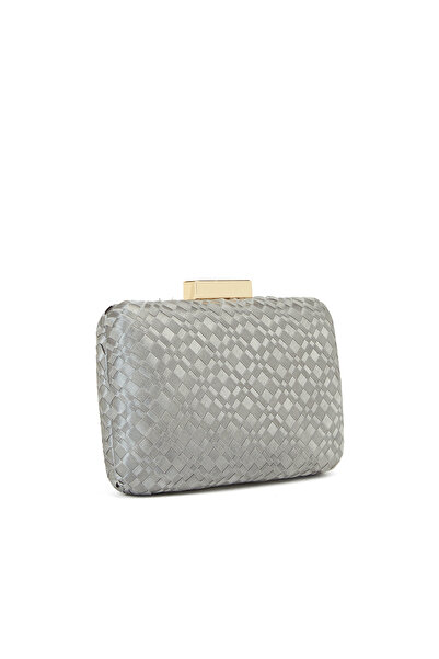 Network Gri Kadın Örgü Desenli Kadın Clutch