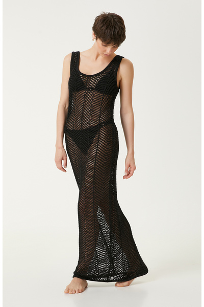 Network Siyah Desenli Plaj Elbisesi