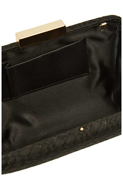 Network Siyah Kadın Örgü Desenli Kadın Clutch