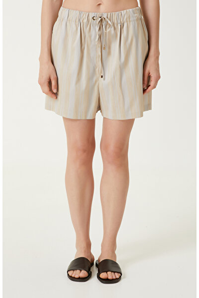 Network Ekru Bej Çizgili Şort