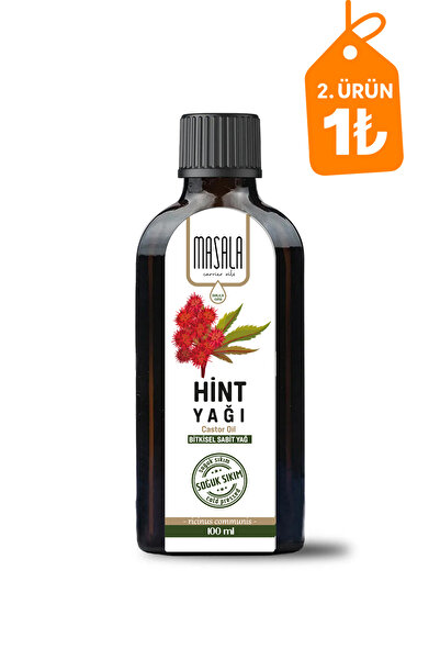 Masala Hint Yağı 100 Ml. Cam Şişe - Saf Ve Katkısız, Hekzan Içermez(CASTOR OİL) - Soğuk Pres