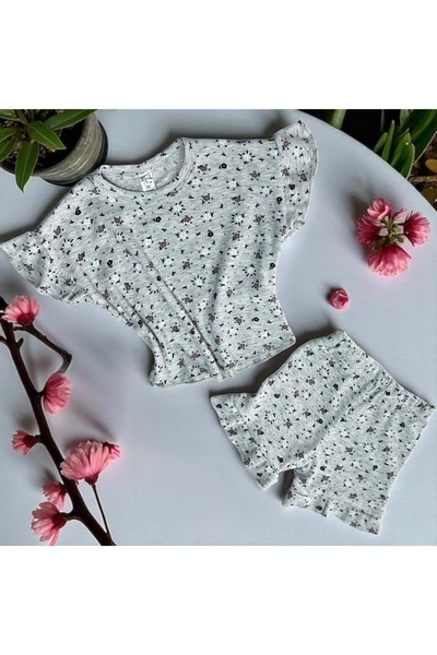 Balgüneş Tekstil Firfirli Reported Patterned Tshirt Sort Set Dusty Rose