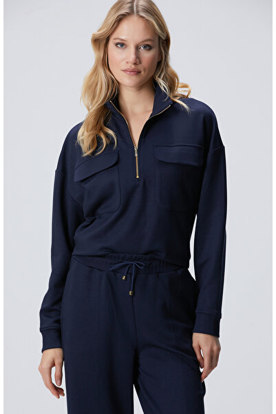Network Lacivert Fermuarlı Sweatshirt