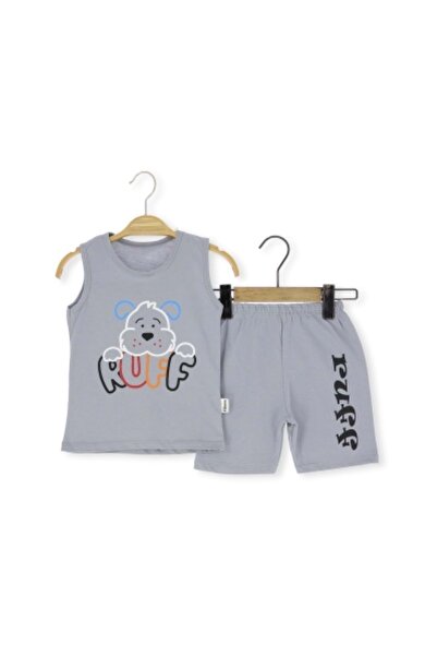 Atabay Kids طقم شورت رجالي مطبوع من RUFF باللون الرمادي