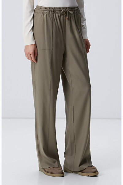 Network Haki İnce Diyagonal Desenli Lyocell Pantolon