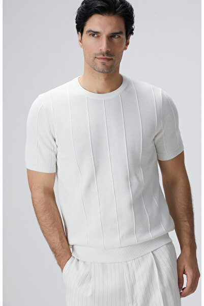 Network Beyaz Jakarlı Triko Kazak