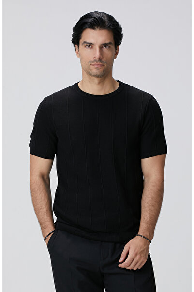 Network Siyah Jakarlı Triko Kazak