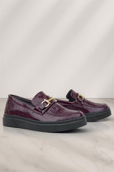 Rakerplus Дитячі класичні мокасини - бордові черевики з пряжкою