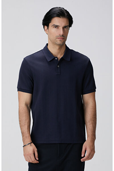 Network Lacivert Waffle Dokulu T-shirt