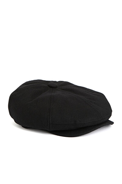 Network Siyah Yün Karışımlı Erkek Şapka