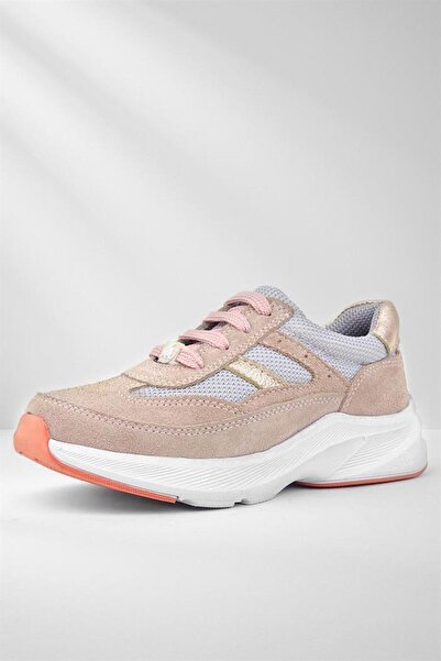 Rakerplus Pantofi sport pentru copii, din piele naturală, pudră anatomică, cu șireturi