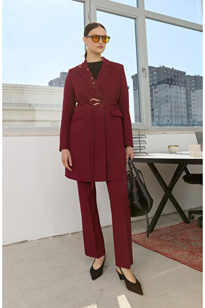 Fatma Atasoy Flare Bordo Pantolon