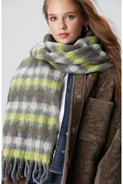 Network Yeşil Kadın Yün Karışımlı Atkı