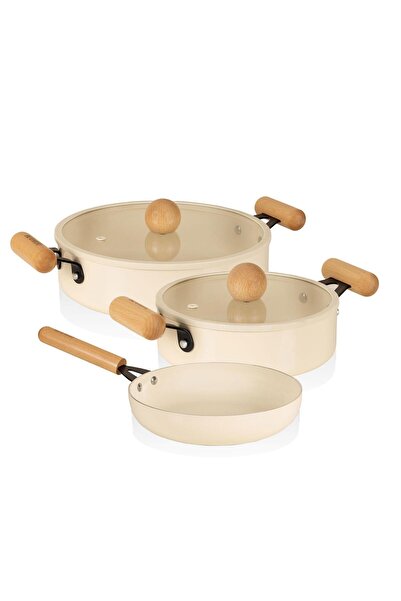 The Mia Cucina Di Mia Induction Base Ceramic Saucepan and Frying Pan Set 5 Pieces