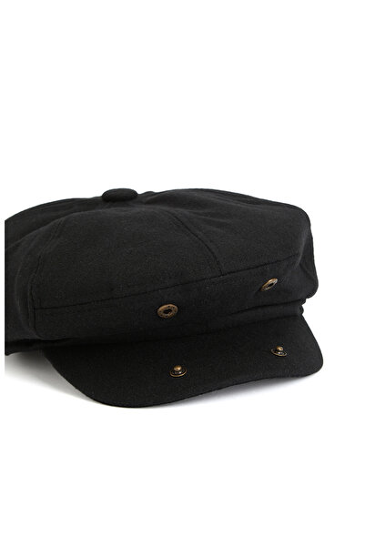 Network Siyah Yün Karışımlı Erkek Şapka