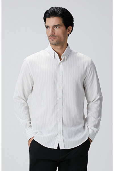 Network Beyaz Çizgili Gömlek