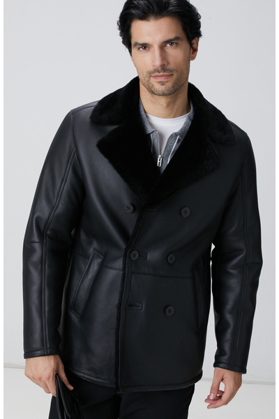 Network Limited Siyah Kruvaze Yaka Deri Kaban