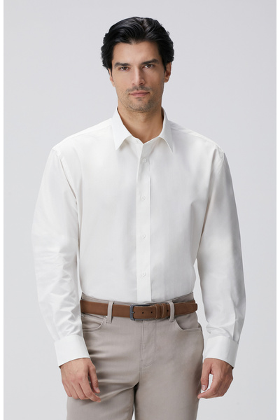 Network Ekru Çizgili Gömlek