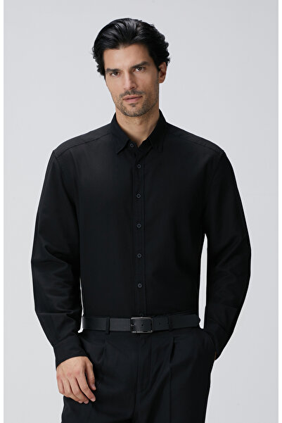 Network Siyah Yün Karışımlı Gömlek