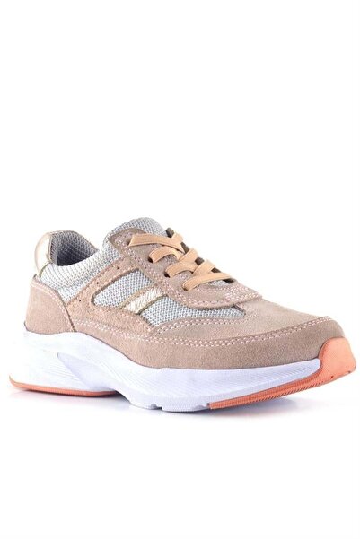 Rakerplus Genuine Leather Anatomical Powder Rubber Laced Lightweight Girls' Casual Shoes