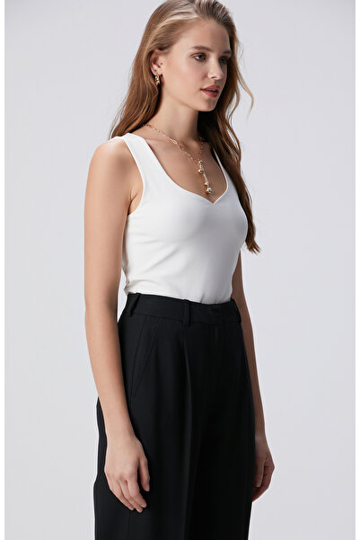 Network Kırık Beyaz Örme Atlet