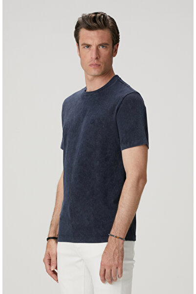 Network Lacivert Yıkamalı T-shirt