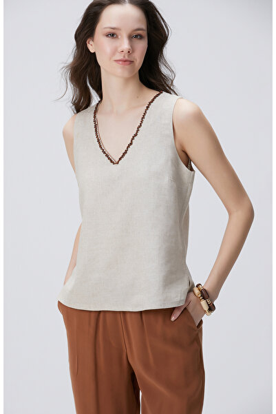 Network Naturel Keten Karışımlı Bluz