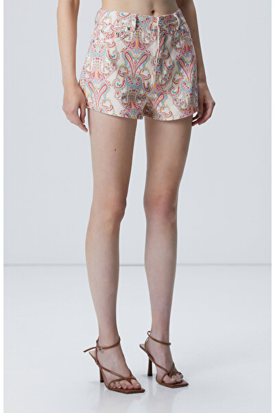 Network Bej Desenli Denim Şort