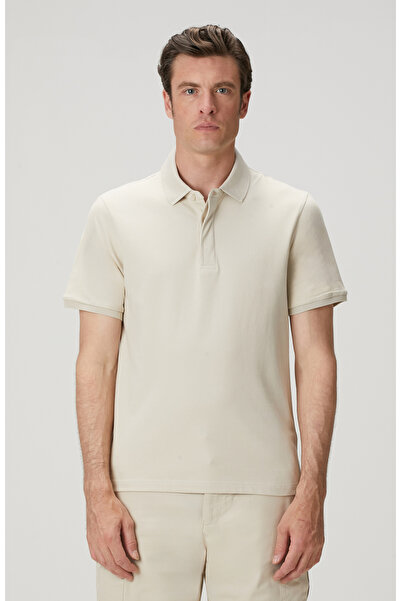 Network Bej Polo Yaka Gizli Patlı Desenli T-shirt