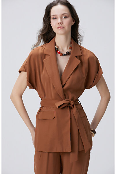 Network Kahverengi Diyagonal Desenli Ceket