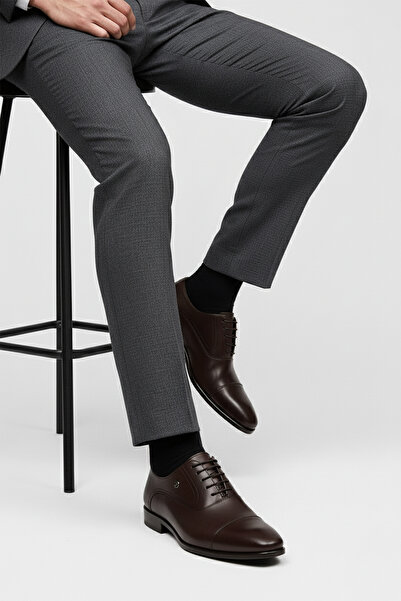 Deriderim Кафяви класически мъжки обувки от естествена кожа