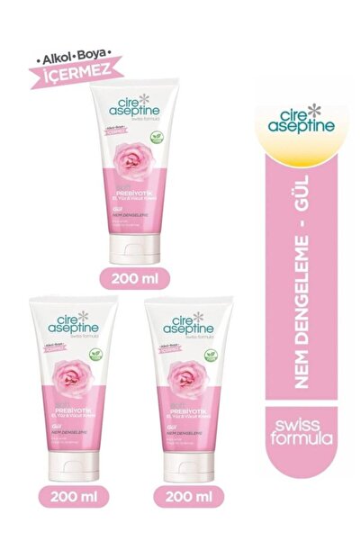 CIRE ASEPTINE كريم بريبيوتيك روز لليدين والوجه والجسم - 200 مل، 3 قطع