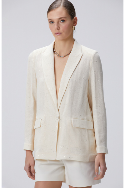 Network Limited Kırıkbeyaz Payetli Ceket